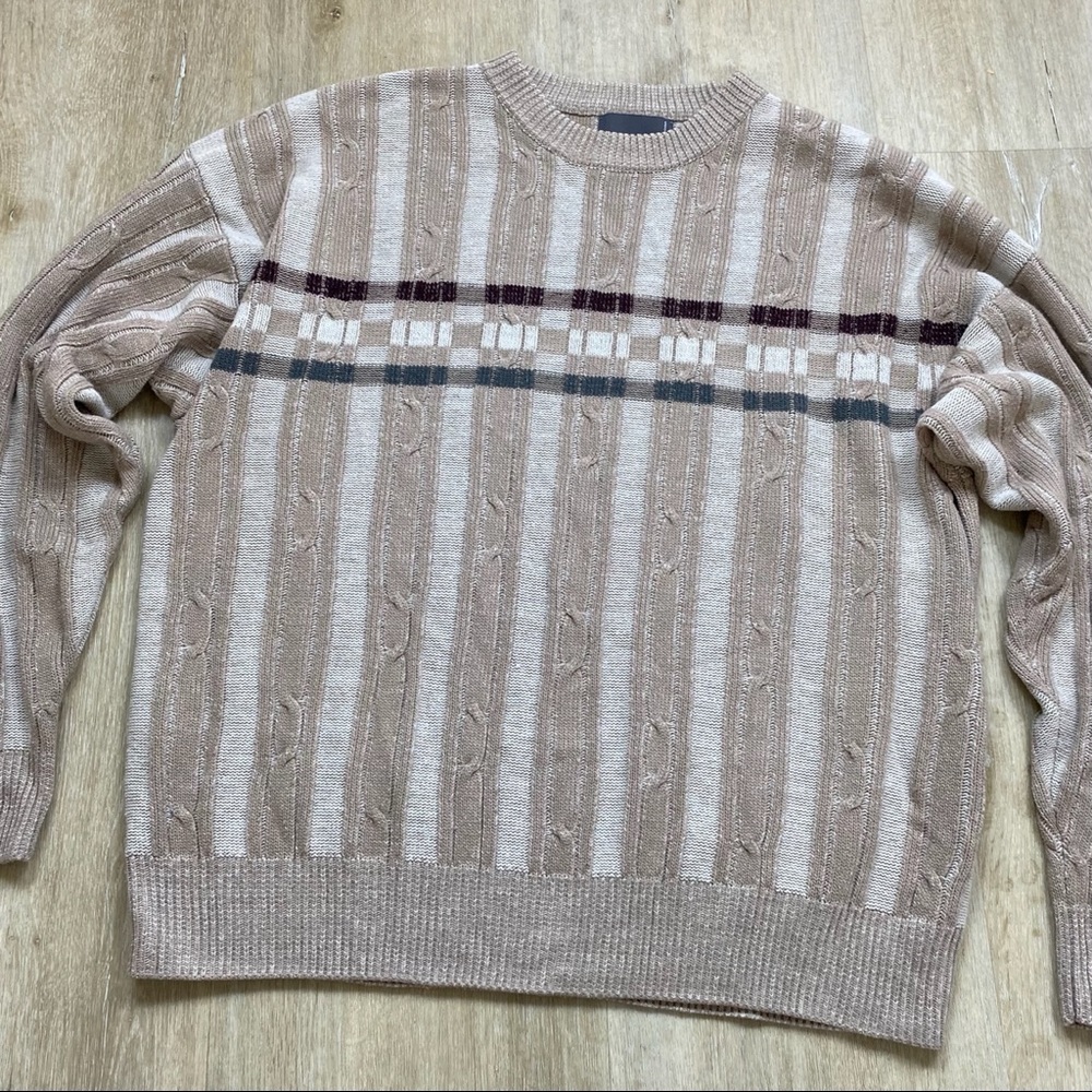 Vince Men’s Stripe Cable Knit Wool Blend Sweater